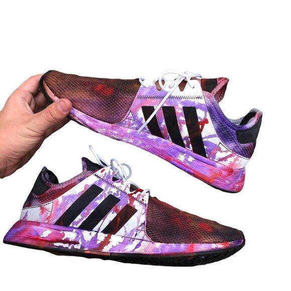 Rare Trashed Tie Dyed Adidas X_PLR Sneakers Size 12 - Picture 3 of 15
